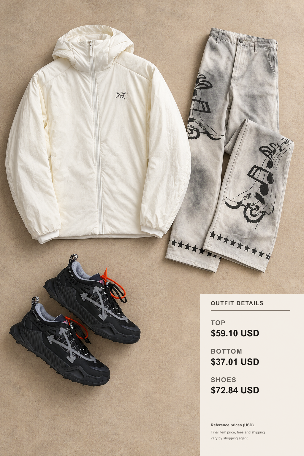 Off White Jacket: 3 Fall-Winter Layering Plans outfit 2 editorial flat lay for fashionreps