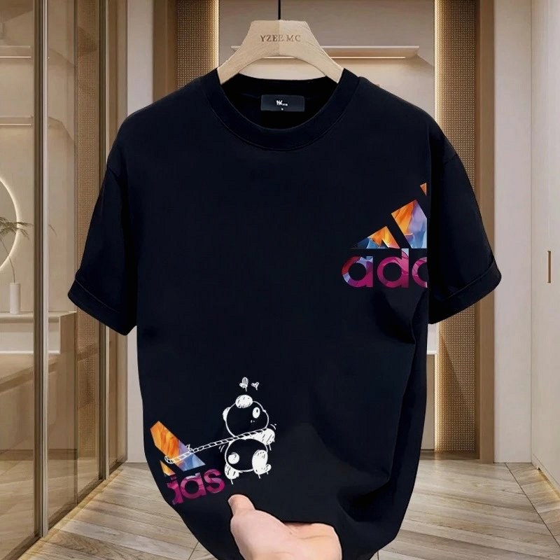 Adidas Black T-Shirt in Casual Streetwear Style Review: An $8.36 Loose Cotton Tee Under the Light Box